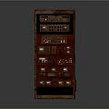 Vintage Industrial Furniture With Red Brown Finish Multiple Drawers And Control Panels Number 42