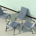 Four Gray Leisure Chairs Placed Against Light Green Wall On Light Colored Floor