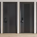 Various Modern Black Security Doors Featuring Textured Patterns And Sleek Handles 3d model