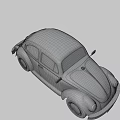 Blue Classic Beetle Car 3D Model With White Details And License Plate