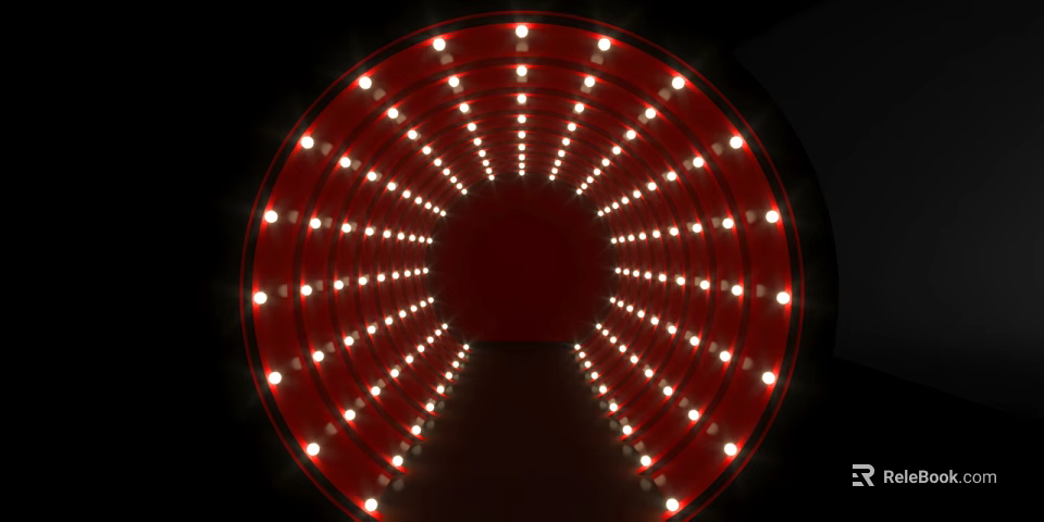 Red Circular Illuminated Structure With Bright LED Lights Creating Tunnel Effect 3d model 