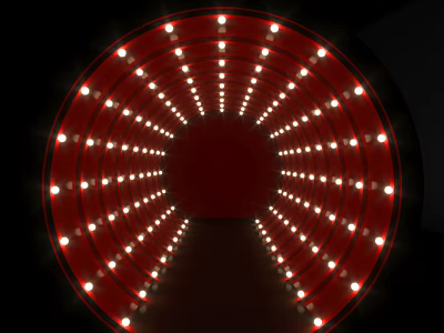 Red Circular Illuminated Structure With Bright LED Lights Creating Tunnel Effect 3d model