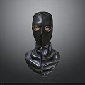 Military Tactical Weapon Black Leather Mask With Eye Holes And Shiny Surface