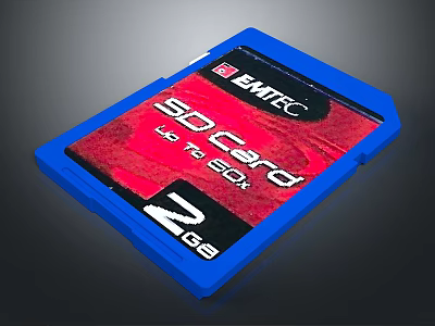EMTEC SD Card With 2GB Storage Up to 60x Speed Blue Red Design 3d model