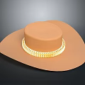 Stylish Brown Wide Brimmed Hat With Golden Decorative Band For Fashion Look