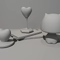 Cute Pink Cat Shaped Table Lamp with Heart Shaped Mirror and Blue Book