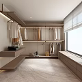 Modern Walk in Closet Interior With Storage And Large Windows