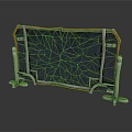 3D Model of Cracked Glass Panel With Metal Frame and Support Brackets