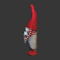 Old Man Figurine With Red Pointed Hat White Beard Striped Sleeves Gray Pants Red Shoes