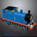 Blue Cartoon Style Train Model With Number 1 And Smiling Face 3d model