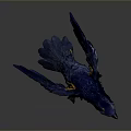 Blue Bird Sculpture With Spread Wings Yellow Eyes And Black Claws