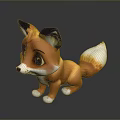 Cartoon Fox Game Movie Character With Brown White Fur Big Eyes Black Tipped Ears