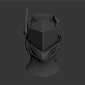 Gray Geometric Mechanical Helmet Model With Angular Design And Sci Fi Elements
