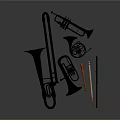 Modern musical instruments Music equipment small size trombone flute 3d model