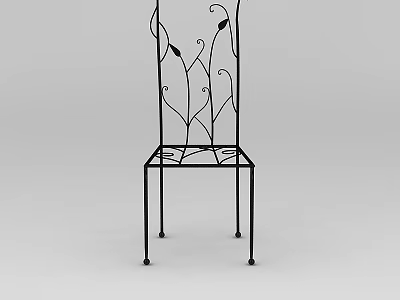 Elegant Intricate Carved Iron Chair With Vine Pattern Backrest Design 3d model