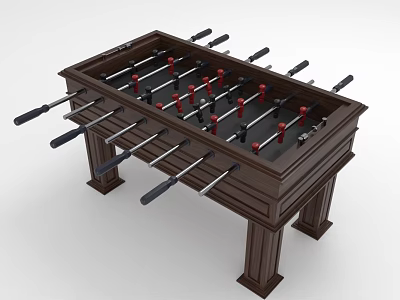 Wooden Foosball Table Indoor Game Equipment With Black Red Players And Handles 3d model