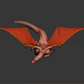 Detailed Red Dragon Character With Muscular Body Large Wings Sharp Claws And Standing Pose