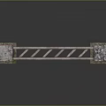 Metal Frame Structure With Red And White Striped Decorations And Concrete Bases