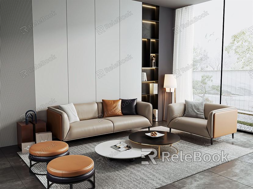 Modern sofa coffee table combination model