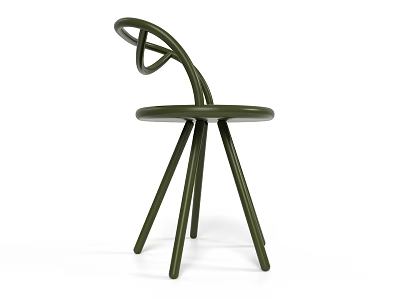 Modern Olive Green Leisure Chair with Stylish Curved Backrest and Tapered Wooden Legs 3d model