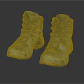 Grayish Green High Top Outdoor Shoes With Yellow Soles And Textured Upper