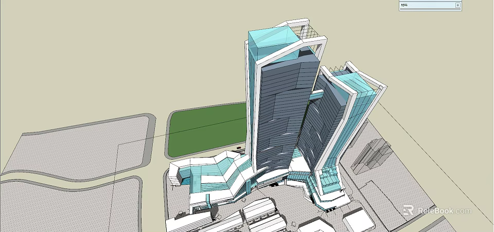 Modern Urban Office Building Twin Towers With Glass Facade Design 3d model 