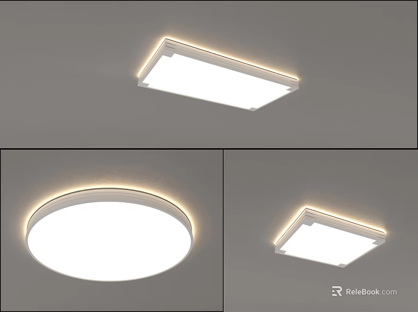 Modern Flush Mount Ceiling Light With Square and Round Frame Design 3d model 