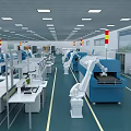 Mechanical arm industrial workshop technology manufacturing equipment automation assembly line high-end manufacturing advanced manufacturing intelligent manufacturing chip semiconductor 3d model