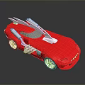 Red Futuristic Sports Car With Streamlined Body Silver Accents And Unique Doors
