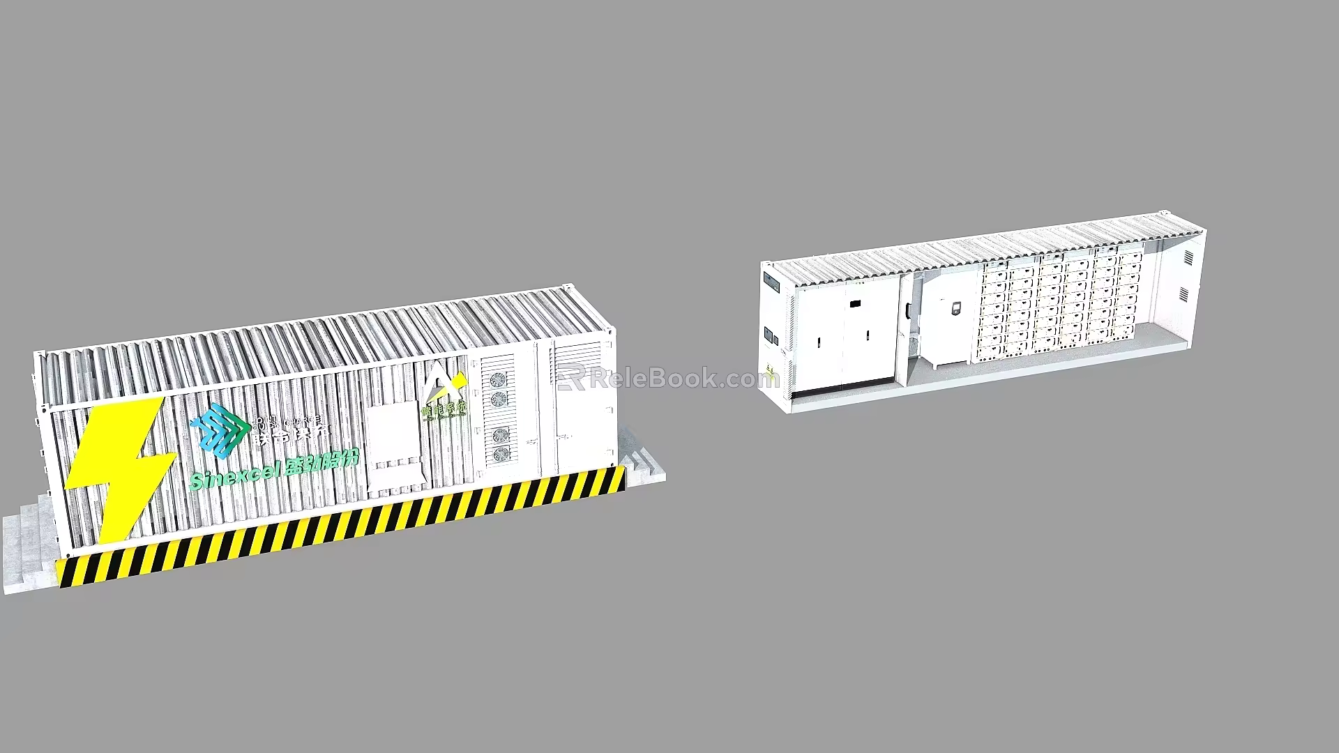 Energy Storage Battery Container New Energy Storage Power Station Energy Storage Container Centralized Power Station Energy Base Station Energy Storage Container System with Internal Structure 3d model