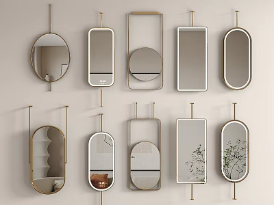 Various Shapes Decorative Wall Mirrors With Metal Frames For Home Decoration 3d model