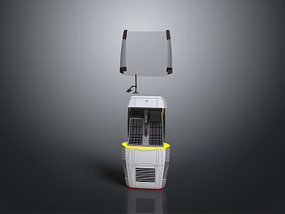 Modern Standalone Device With White Gray Structure Display Screen Grid Design And Yellow Base 3d model