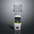 Modern Standalone Device With White Gray Structure Display Screen Grid Design And Yellow Base