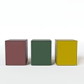 Coffee Table With Maroon Green And Yellow Cube Decorations On White Background 3d model