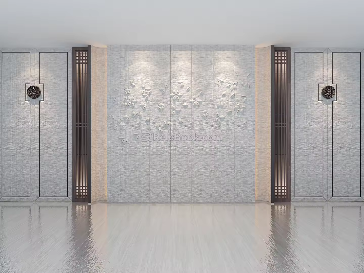 New Chinese background wall 3d model