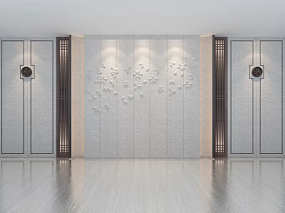 New Chinese background wall 3d model