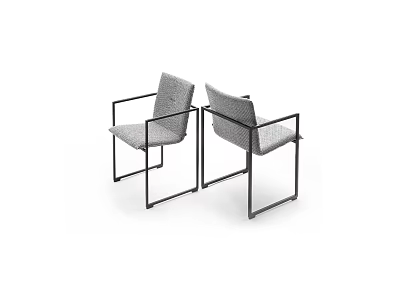 Modern Single Chair with Black Metal Frame Gray Upholstery Armrests and Backrest 3d model