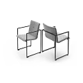 Modern Single Chair with Black Metal Frame Gray Upholstery Armrests and Backrest