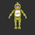 Green Cartoon Bird Like Doll With White Tshirt And Let's Eat Print Big Eyes Smiling
