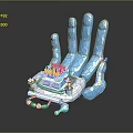 Futuristic Blue Mechanical Hand With Polygonal Fingers And Detailed Base Structure