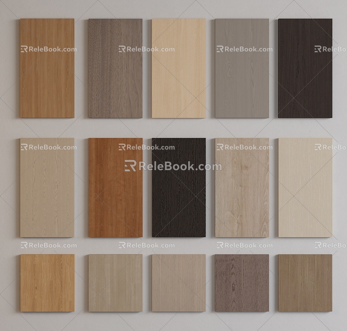 Modern wood veneer solid wood wall panel background wall wood grain 3d model