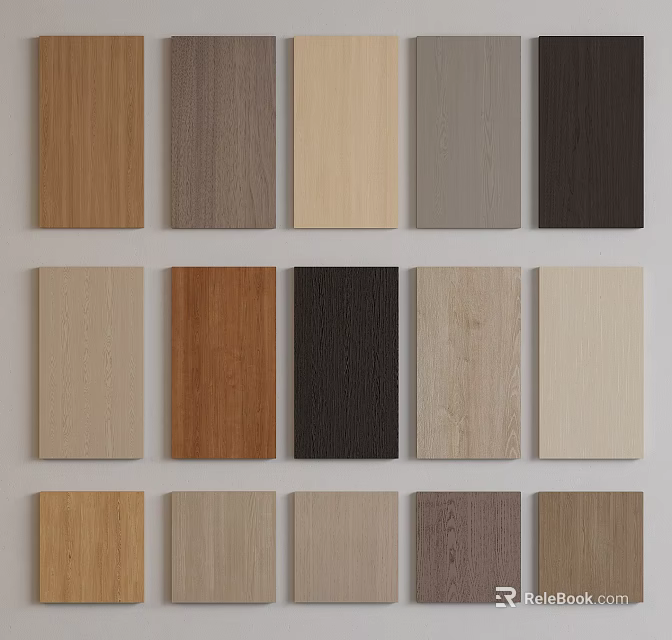 Various Colored Wood Texture Wall Panels Sample Design Options Collection 3d model 