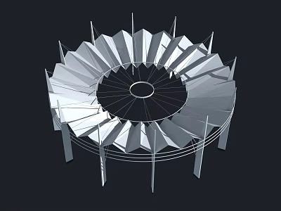 Modern Circular Pergola With Multiple Radial Geometric Beams And Open Design 3d model