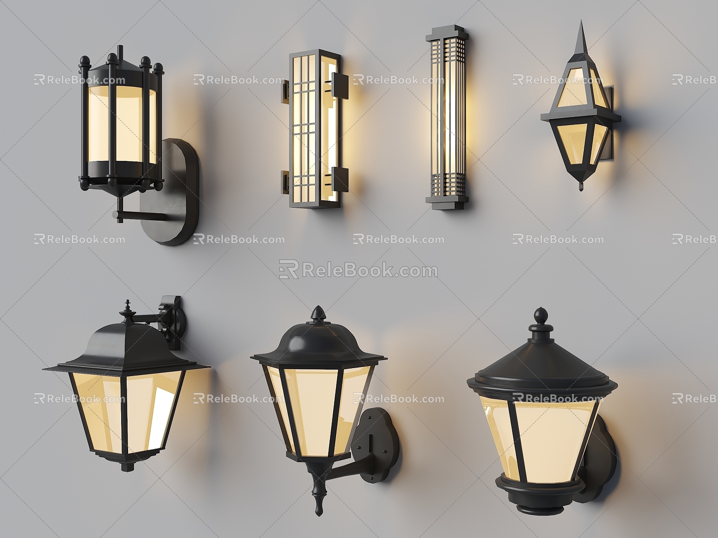 European-style wall lamp courtyard wall lamp lamps 3d model