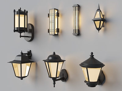 European-style wall lamp courtyard wall lamps 3d model