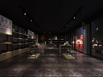 Modern Specialty Store Interior With Shelves Display Cases And Ambient Lighting 3d model