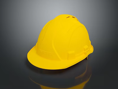Bright Yellow Safety Helmet For Construction Worker Head Protection Equipment 3d model