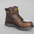 Brown Leather Work Boots Caterpillar With Lace Up Design And Slip Resistant Sole