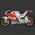White Racing Motorcycle With Red GIVI CAVAX Graphics Gold Wheels And Streamlined Sport Design