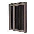 Stylish Swing Door With Wooden Frame And Vertical Slat Glass Panel Design